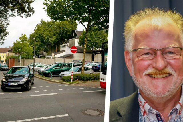 Ein Auto wartet an der Kreuzung Hofstadt/Lütgendortmunder Straße in Lütgendortmund.