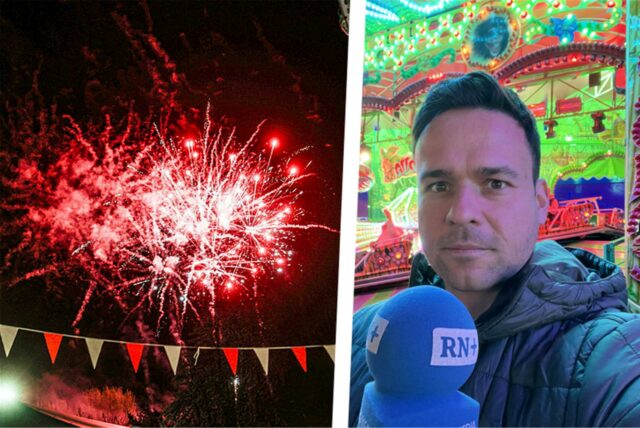 Feuerwerk auf der Fredolino Kirmes an Ostern in Dortmund im Jahr 2024.