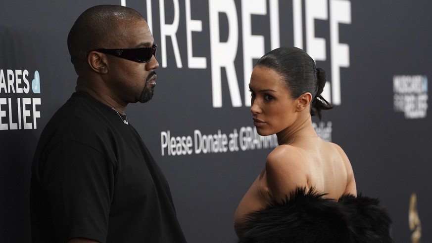 Kanye West, left, and Bianca Censori arrive at the 67th annual Grammy Awards on Sunday, Feb. 2, 2025, in Los Angeles. (Photo by Jordan Strauss/Invision/AP)
Kanye West,Bianca Censori