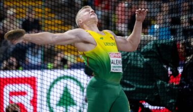 Diskus-Weltrekordler Alekna beim Golden Oval in Dresden