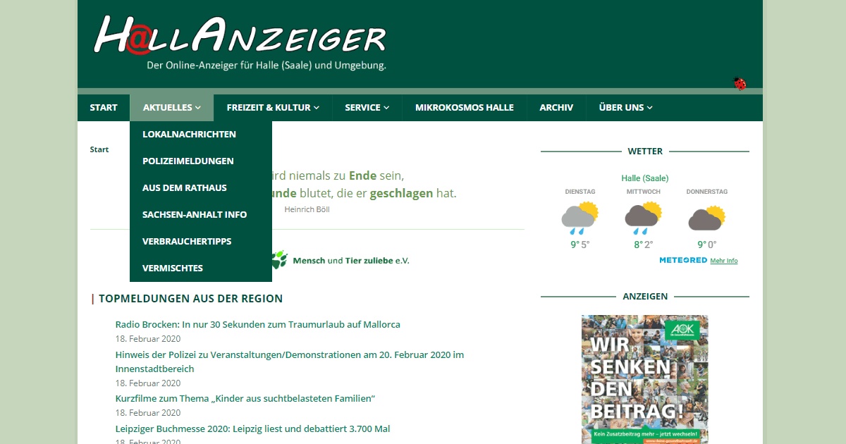 H@llAnzeiger - Halle (Saale) - Veranstaltungen - Termine - Kalender - Kultur