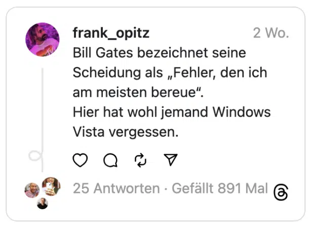 Ich: „Ich habe Probleme mit dem Internet.“
Hotline: „Sind in den letzten Tagen russische Tanker mit auffällig langer Ankerkette an Ihrem Fenster vorbeigefahren?“
