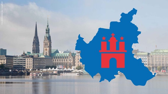 Eine Visualisierung zeigt den Umriss der Stadt Hamburg. © picture alliance/dpa Foto: Georg Wendt