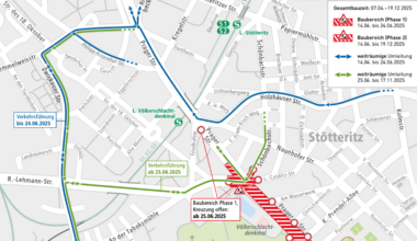 Modernisierungsarbeiten auf der Prager Straße in Leipzig beginnen