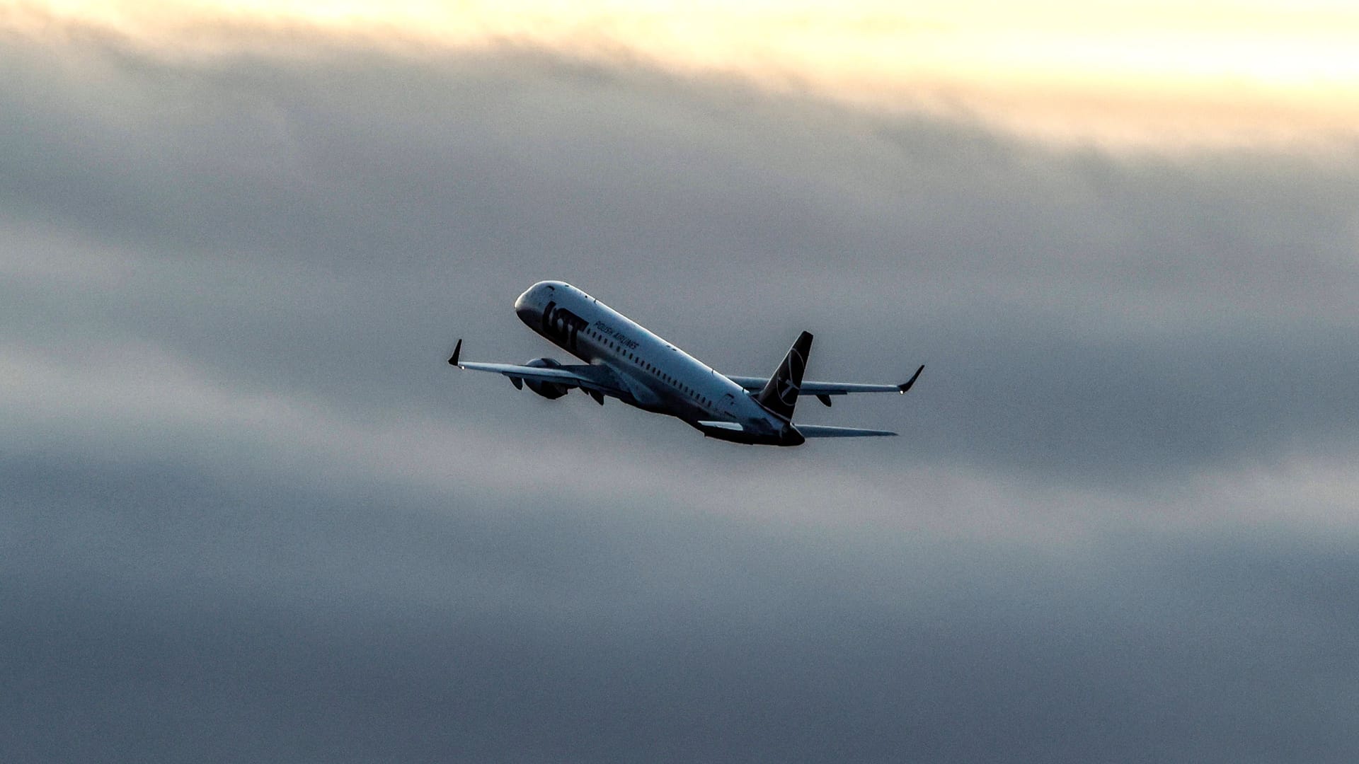 Eine Embraer 195 von LOT Polish Airlines am Himmel (Archivbild): Ein Flug nach Düsseldorf wurde im Steigflug plötzlich gestoppt.