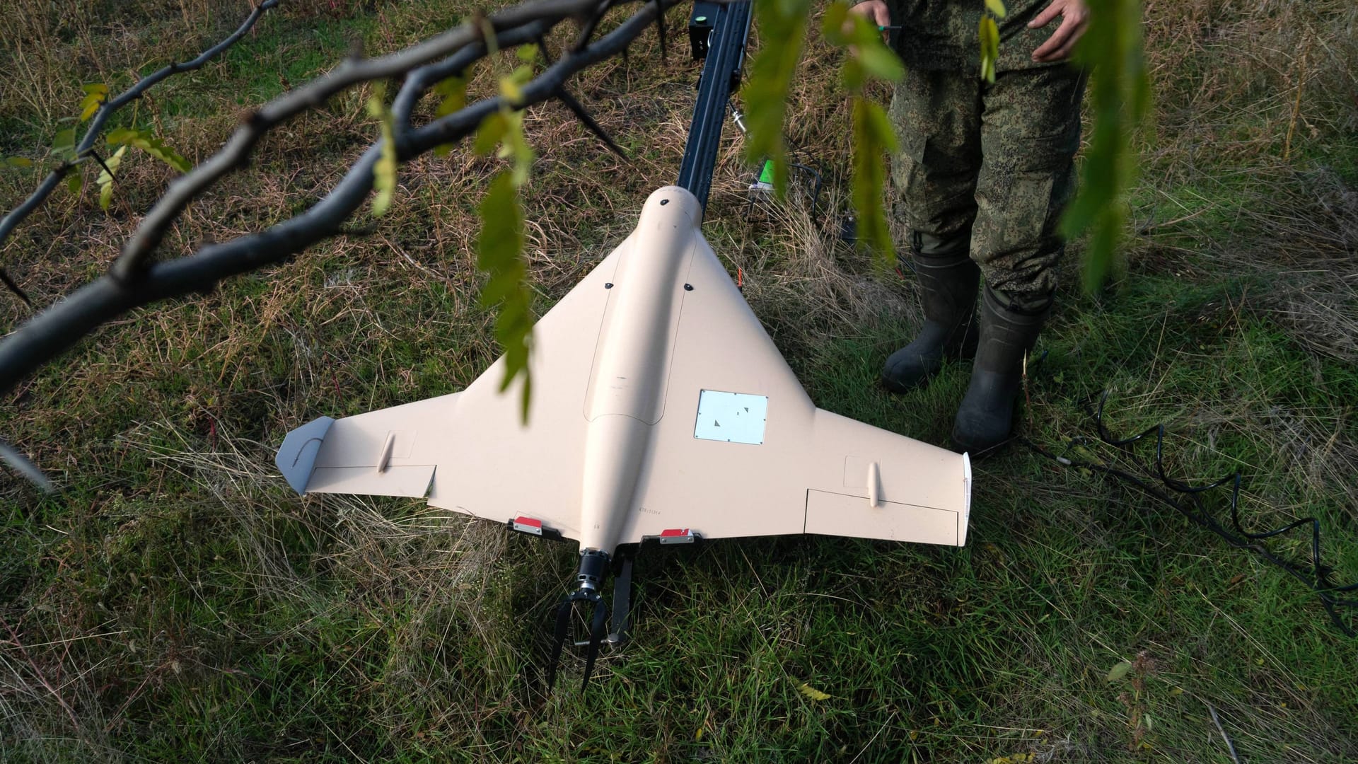 Kamikaze-Drohne vor dem Start (Symbolbild): Diese Art von Drohnen werden sowohl von Russland als auch von der Ukraine eingesetzt.