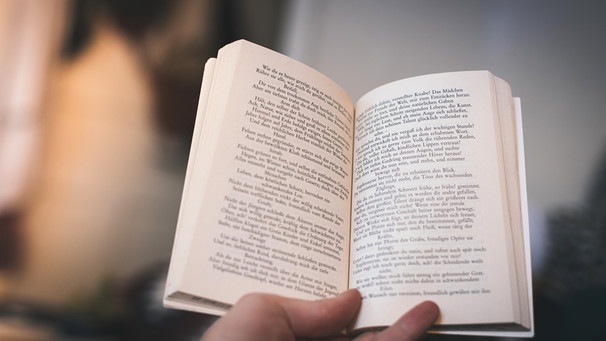 Eine Hand mit einem Goethe Gedichtband. | Bild: BR/Lisa Hinder