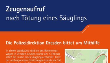 Totes Baby in Dresden-Leuben: Polizei startet Plakataktion