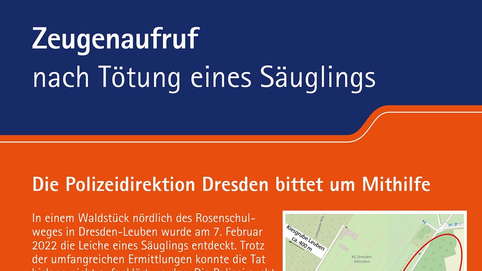 Totes Baby in Dresden-Leuben: Polizei startet Plakataktion