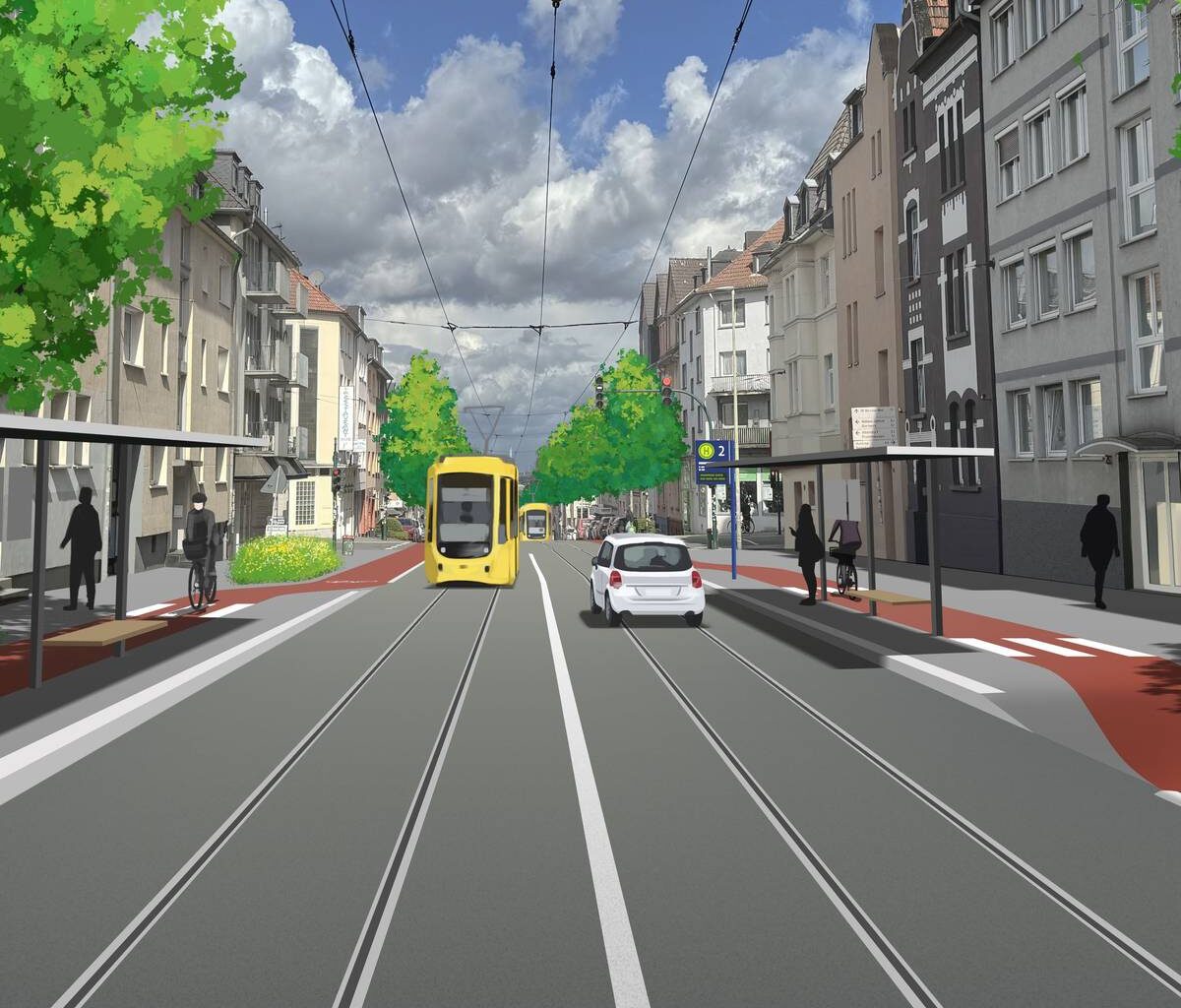 Pläne für große Straße in Essen: Fahrradstreifen und weniger Autospuren