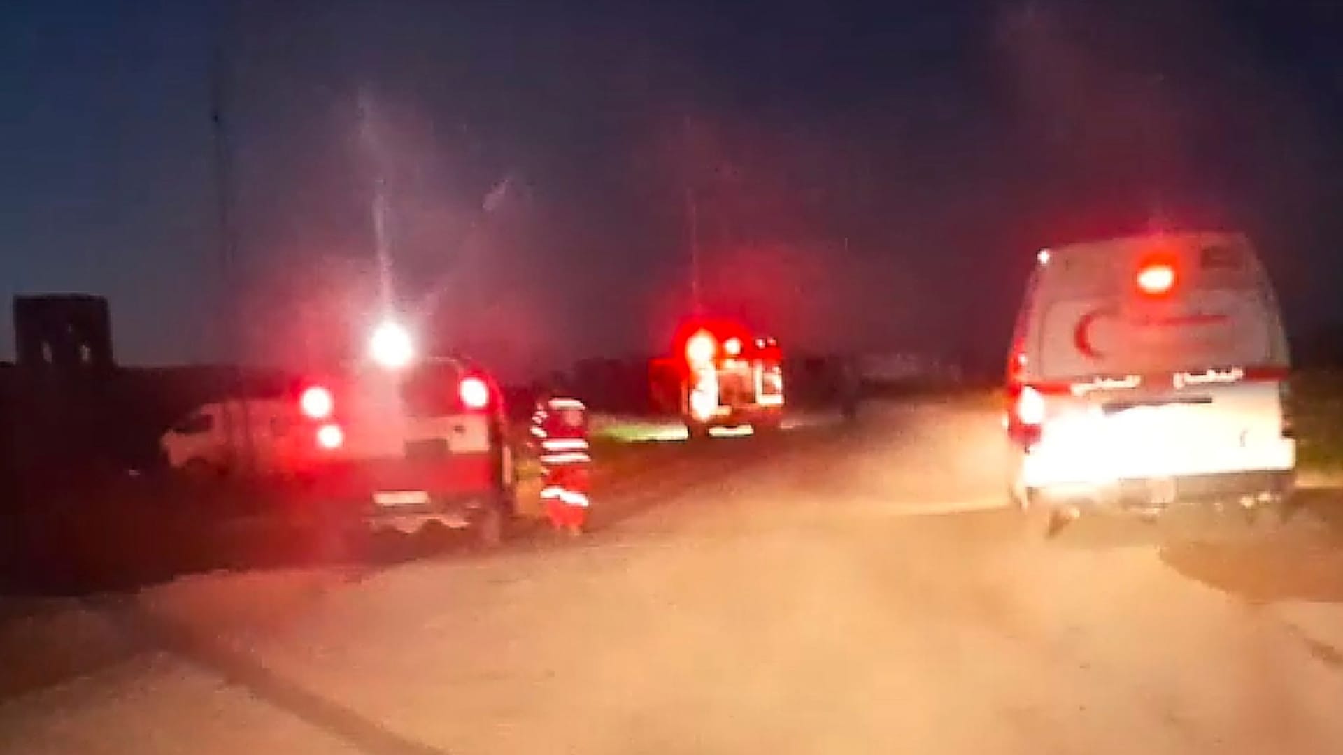 Screenshot aus dem Video des Palästinensischen Roten Halbmonds: Wenige Sekunden danach fallen die Schüsse.