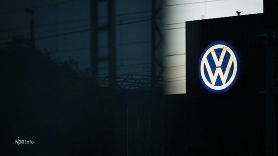 Das VW-Logo prangt an einer Gebäudewand. © Screenshot 