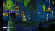 In der immersiven Ausstellung mit großformatigen Projektionen von Werken wie u.a. Gustav Klimt. © Screenshot 