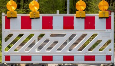 Sperrung der Auffahrt bei Chemnitz-Mitte
