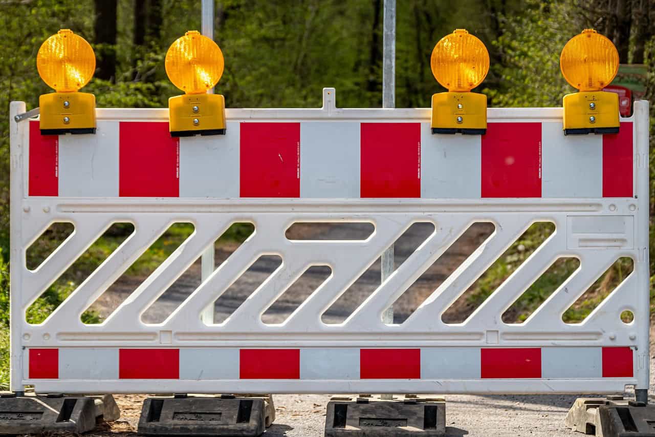 Sperrung der Auffahrt bei Chemnitz-Mitte