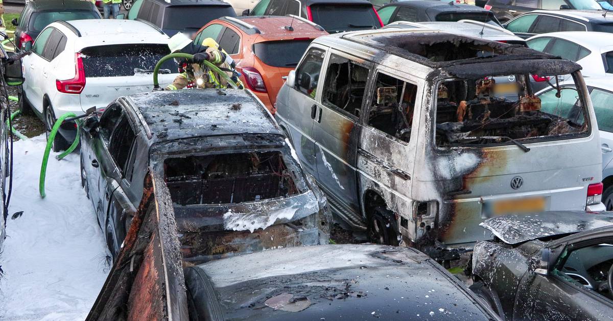 Düsseldorf-Mörsenbroich: Zehn Autos komplett ausgebrannt