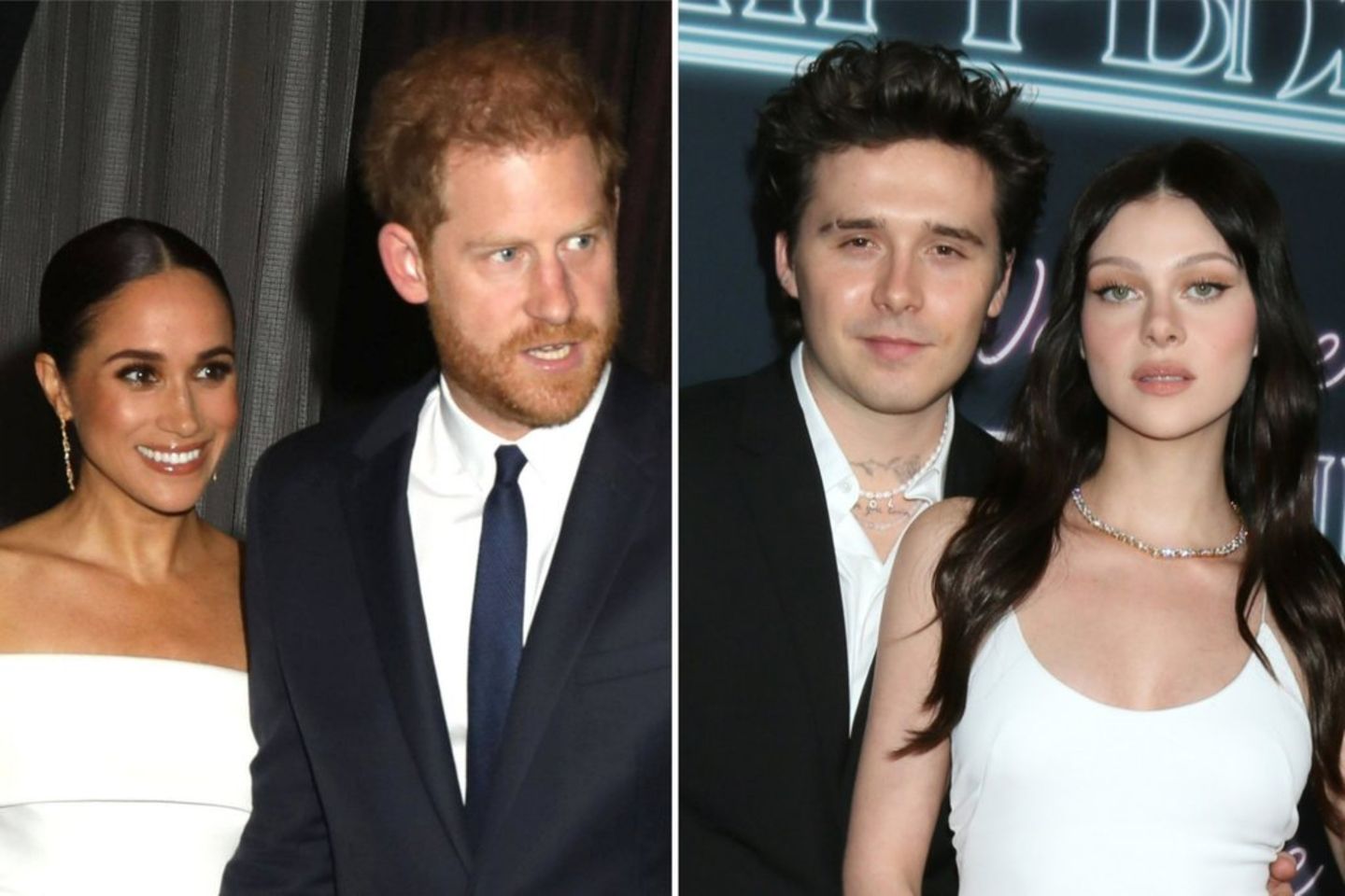 Herzogin Meghan und Prinz Harry (l.) laden Brooklyn Beckham und Nicola Peltz zum Dinner ein.