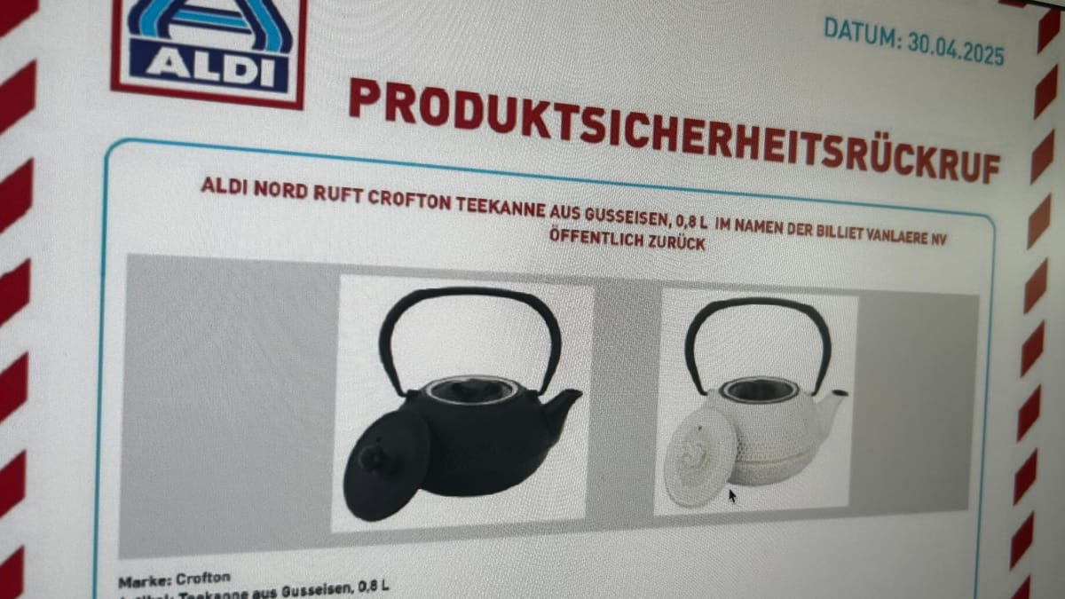 Rückruf wegen Gesundheitsrisiko: Aldi ruft Teekannen zurück