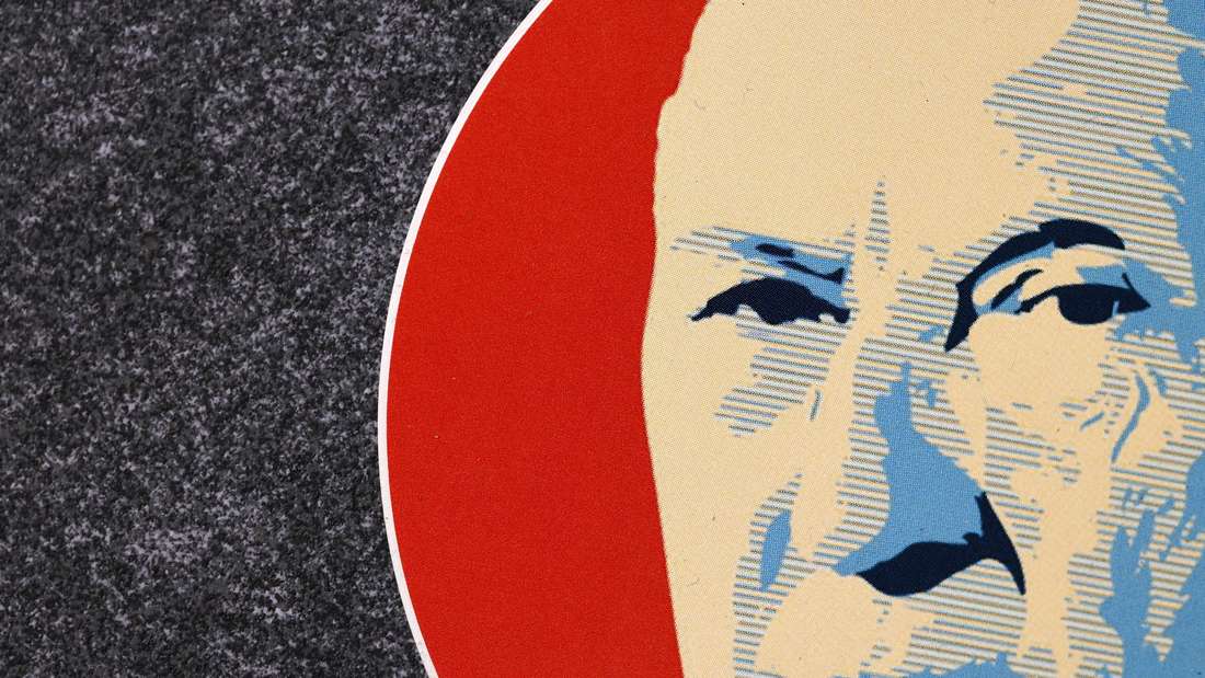 Ein Sticker der Konrad-Adenauer-Stiftung zeigt das Konterfei des ersten Bundeskanzlers Konrad Adenauer (CDU) im Stile der Wahlplakate von Obama.