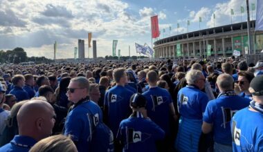 Fans von Arminia Bielefeld vor dem Stadion in Berlin (Quelle: dpa/Marc Schueler)