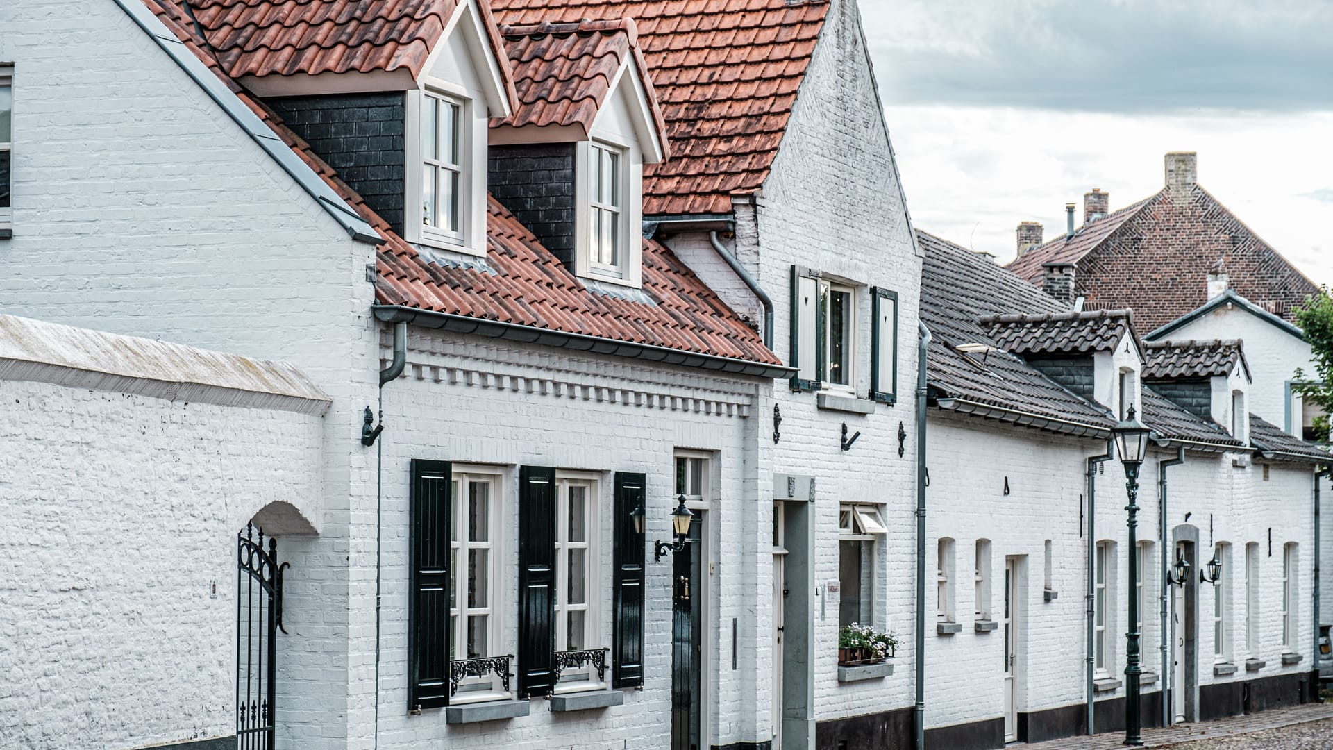 Streets in the historic city of Thorn in Limburg, the Netherlands. Known for its white houses