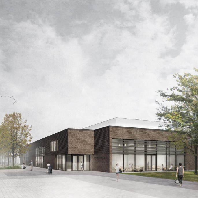 Neue Sporthalle an der Redinghovenstraße ensteht