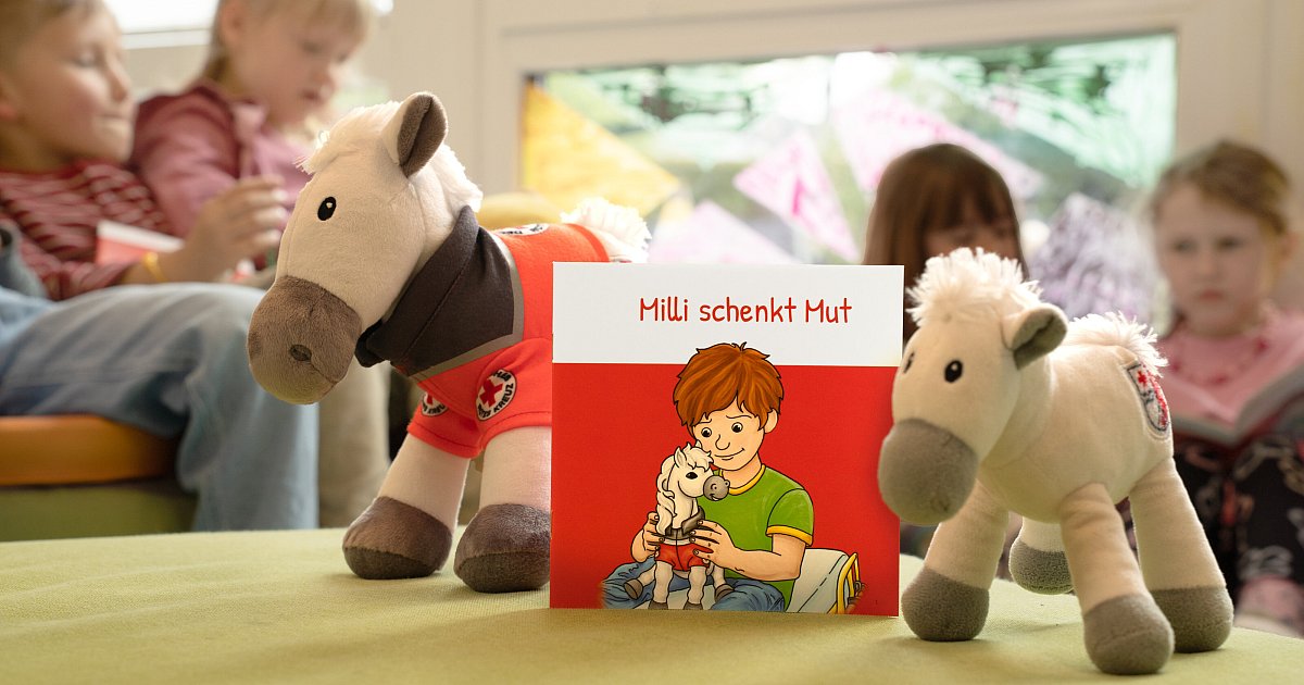 Tröstepferdchen des DRK bekommt ein Buch aus Paderborn