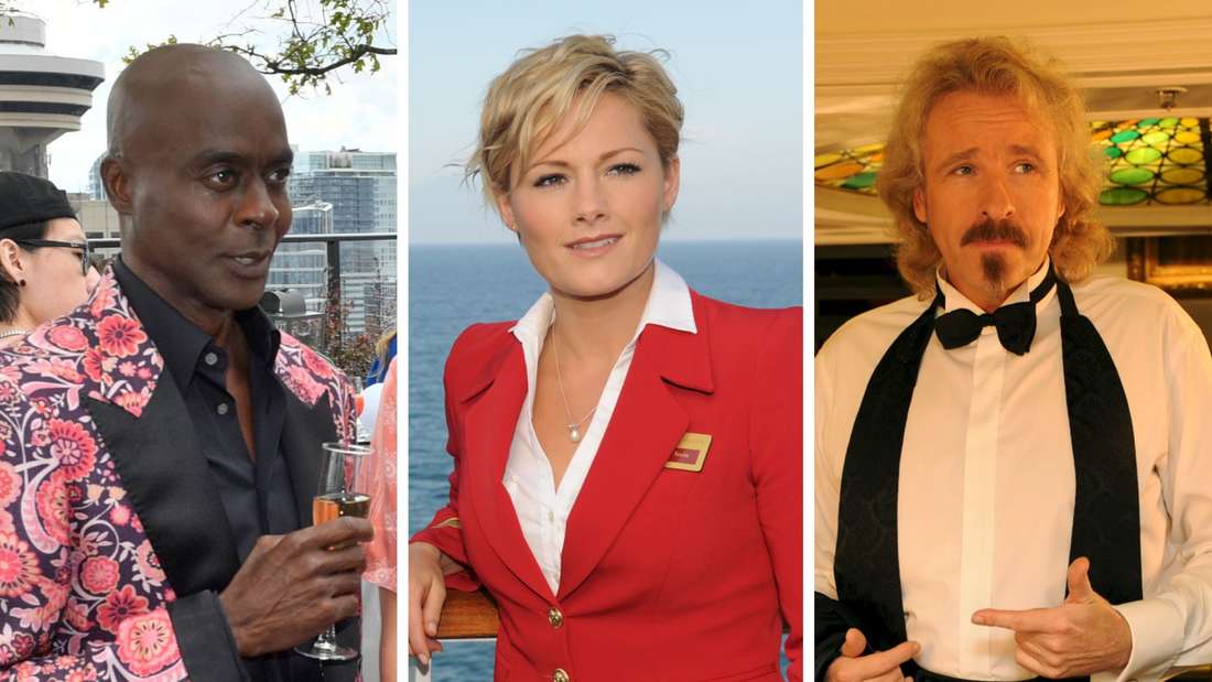 Ex-GNTM-Juror Bruce Darnell (l.), Schlagerstar Helene Fischer (m.) und Showmaster Thomas Gottschalk (r.)