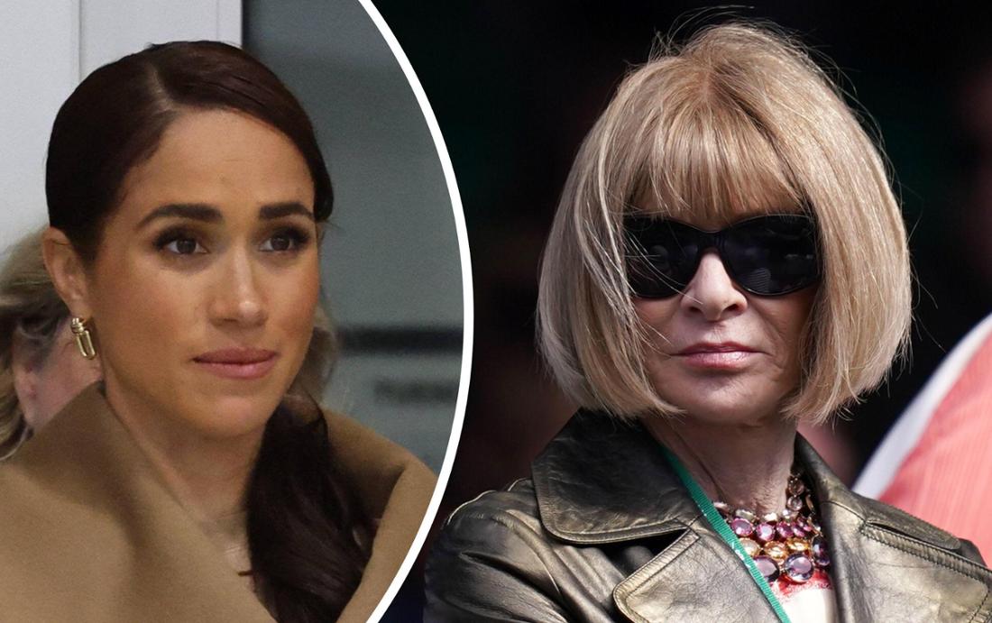 „Vogue“-Chefin Anna Wintour (re.) setzt Meghan Markle auf ihre persönliche schwarze Liste (Fotomontage).