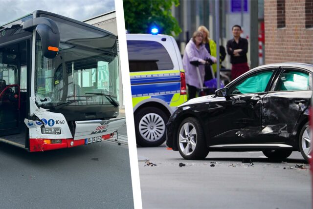 Bei einem Verkehrsunfall in Dortmund-Mengede am Sonntag gegen 17 Uhr im Stadtteil-Zentrum waren zwei Pkw und ein Linienbus beteiligt.