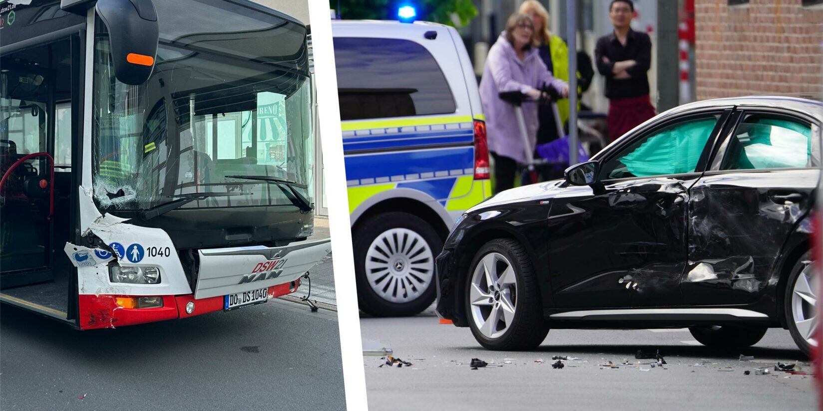 Audi und Linienbus kollidieren: Busfahrer unter Schock