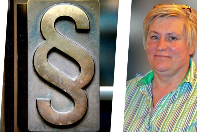 Eine Montage aus Stephan Heitbaum (WfA), einem Paragrafenzeichen und Barbara Kehrmann (UWG)