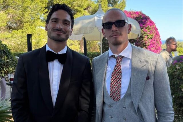 Mats Hummels und Marius Wolf auf der Hochzeit von Nico Schlotterbeck.