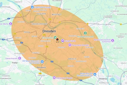 Die Warnung vor Rauchentwicklung und Geruchsbelästigung gilt unverändert weiter. Der Warnbereich erstreckt sich von Kaditz im Nordwesten Dresdens bis ins nördliche Heidenau.