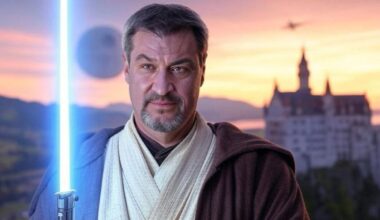 "Auf der hellen Seite der Macht": Söder grüßt zum Stars-Wars-Tag in Jedi-Kluft mit Lichtschwert
