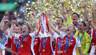Champions League: Arsenals Frauen feiern Gewinn des Henkelpotts