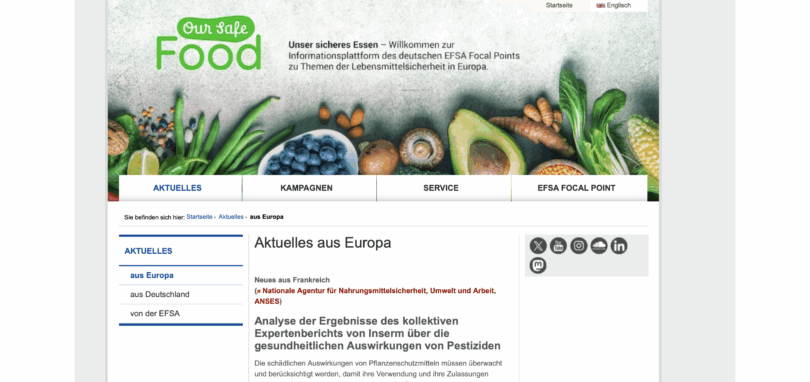 Unser sicheres Essen: Informationsplattform zu Themen der Lebensmittelsicherheit in Europa