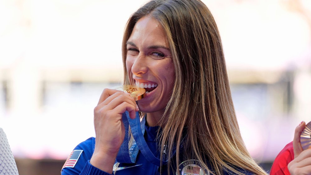 Noch eine Olympiasiegerin für das „Goldene Oval“: die US-amerikanische Diskuswerferin Valarie Allman.