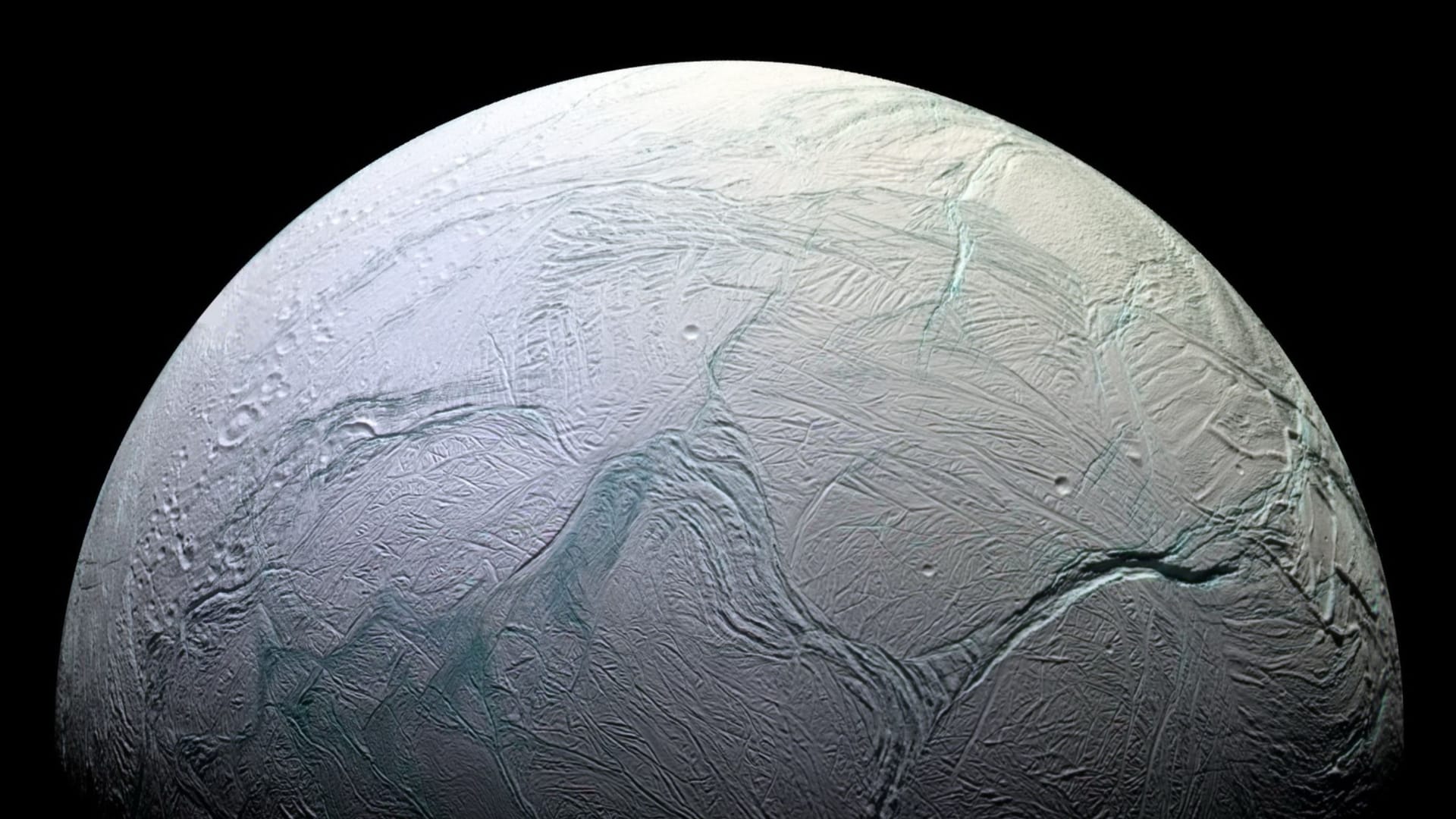 Enceladus the sixth largest moon of planet Saturn.