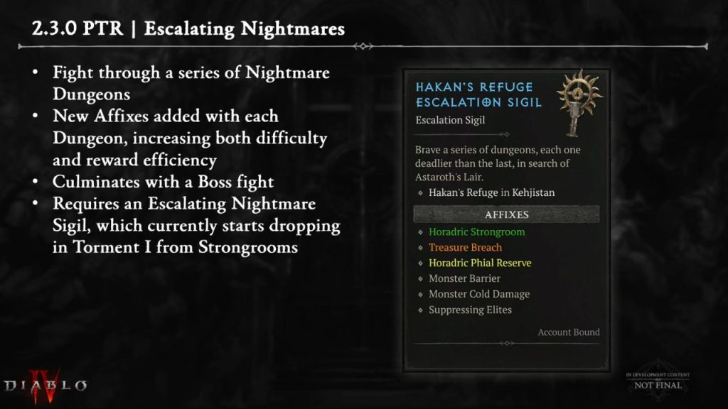 escalating nightmares season 9 diablo 4 ptr