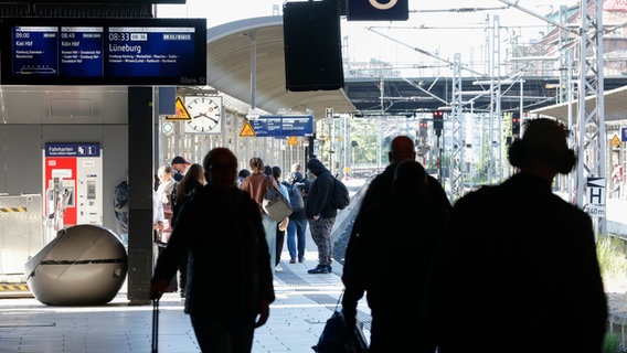 Reisende stehen am Bahnsteig von Gleis 13 und 14 am Hamburger Hauptbahnhof. © picture alliance/dpa | Georg Wendt Foto: Georg Wendt