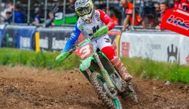 Romain Febvre gewinnt auf heimischem Boden beim MXGP von Frankreich nach einem Kampf mit Lucas Coenen.