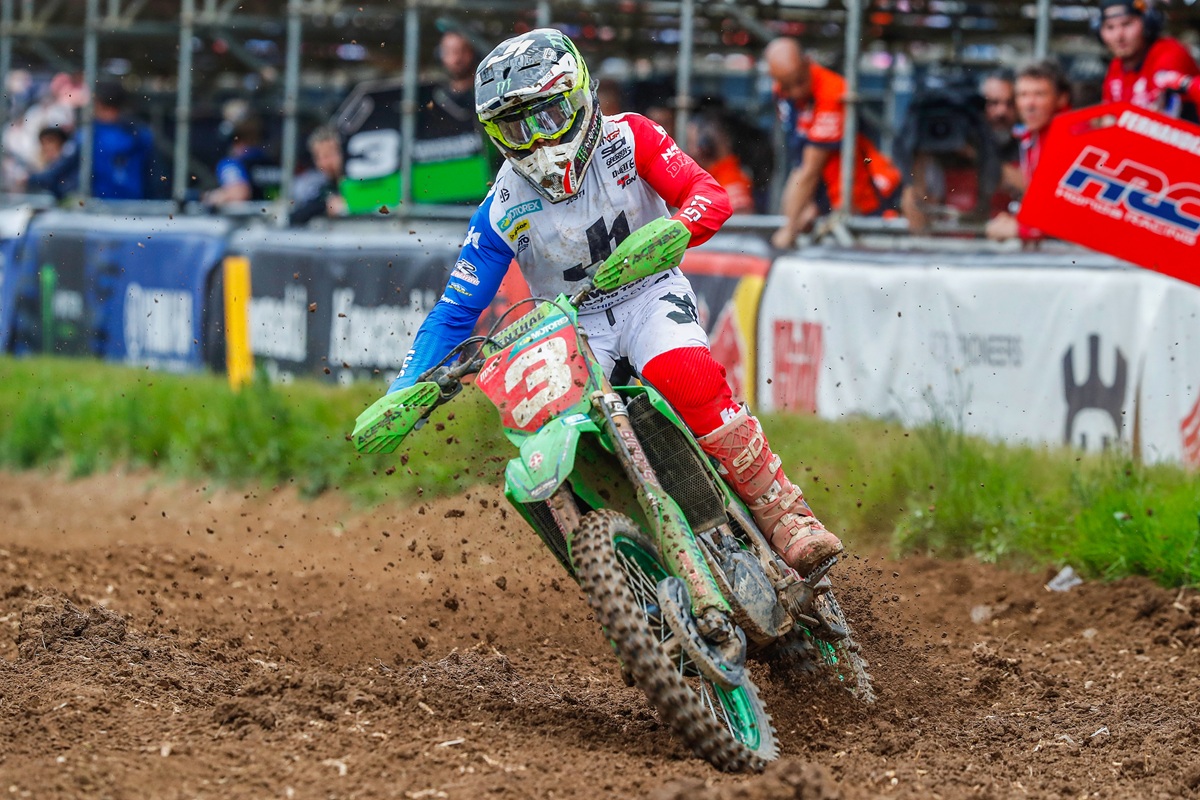 Romain Febvre gewinnt auf heimischem Boden beim MXGP von Frankreich nach einem Kampf mit Lucas Coenen.