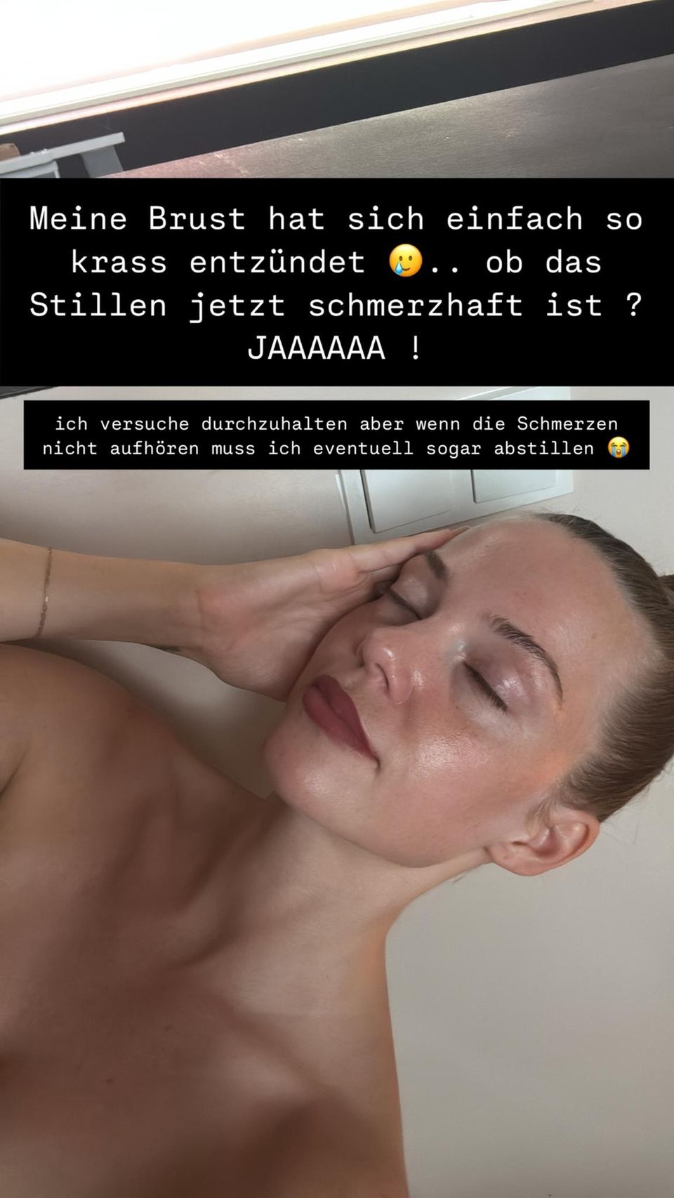 Die zweifache Mama macht auf Instagram ihre Brust-Entzündung öffentlich.