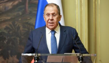 Der russische Außenminister Lawrow bei einer Pressekonferenz in seinem Amtssitz