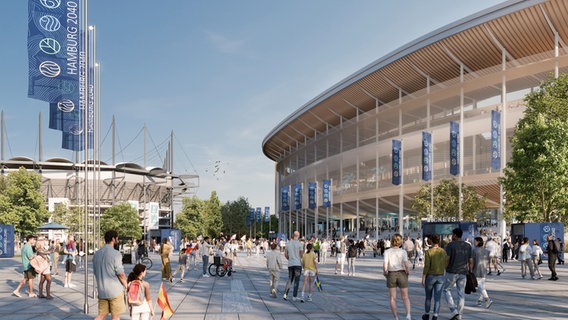 Visualisierung des geplanten Leichtathletik-Olympiastadions in Hamburg © moka-studio 