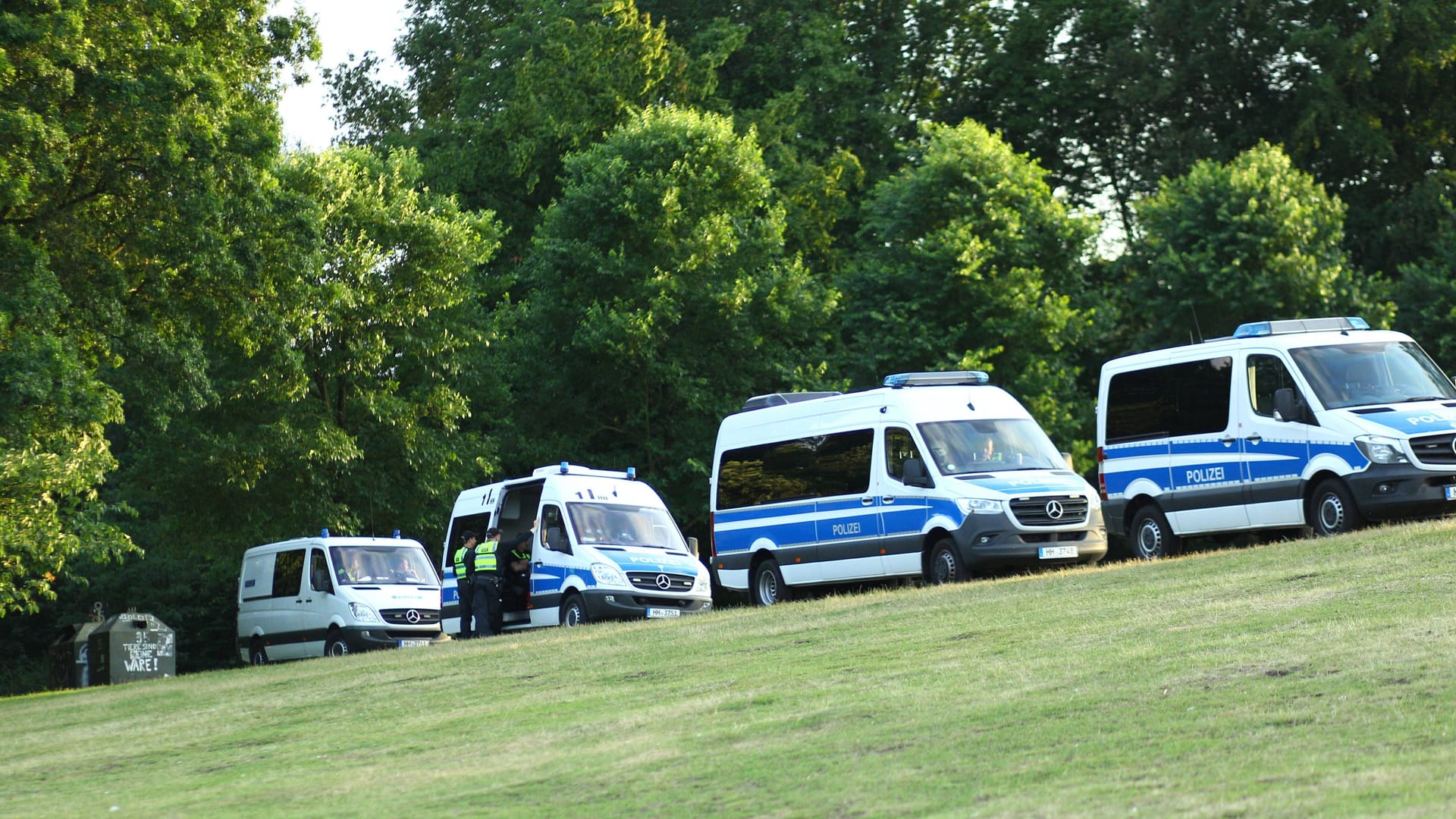 Polizeiwagen im Hamburger Stadtpark (Symbolbild): Im Fall der dortigen Gruppenvergewaltigung gibt es nun ein Urteil.