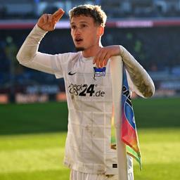 Herthas Michael Cuisance bejubelt seinen Treffer. (Foto: IMAGO / Ulrich Hufnagel)