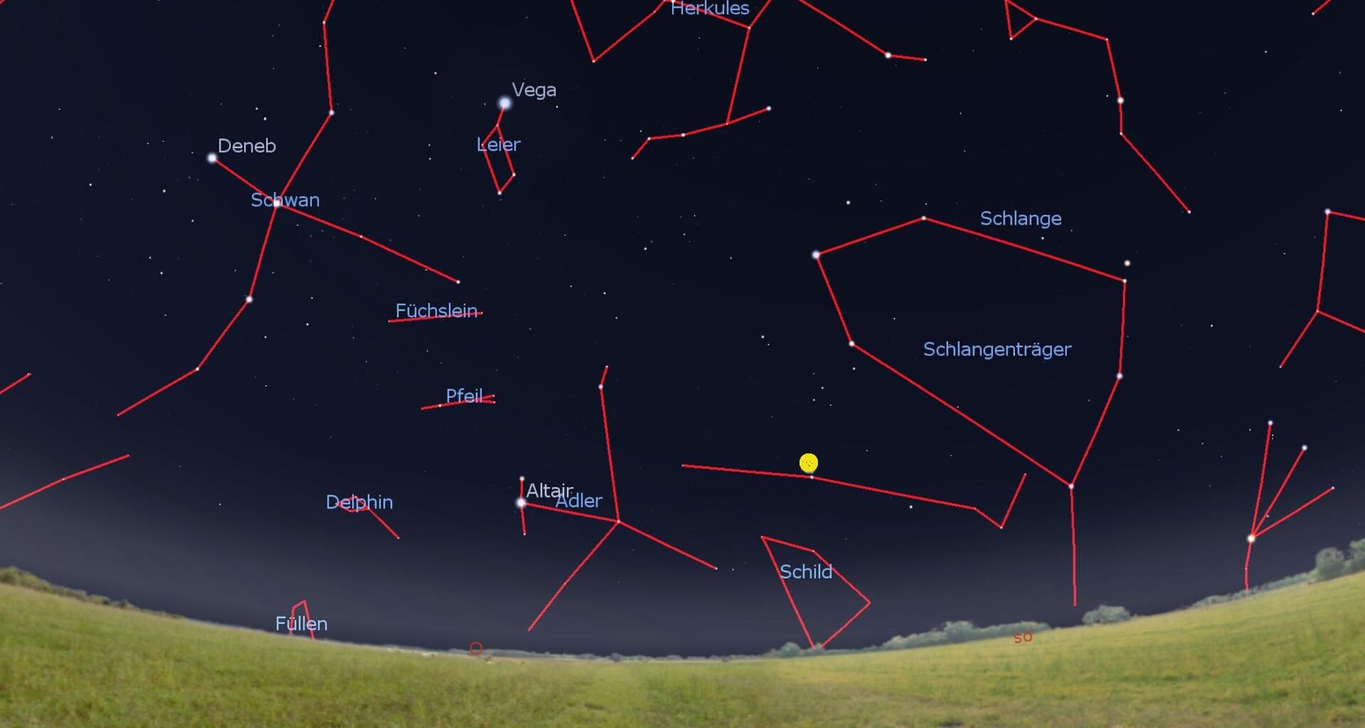 Noch steht Gliese 710 völlig unscheinbar im Sternbild Schlange. Aber „bald“ wird er heller als Vega leuchten.