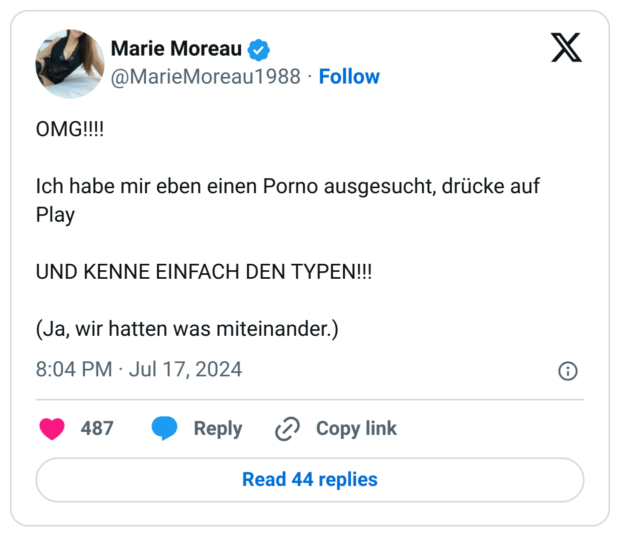 OMG!!!!

Ich habe mir eben einen Porno ausgesucht, drücke auf Play

UND KENNE EINFACH DEN TYPEN!!!

(Ja, wir hatten was miteinander.)